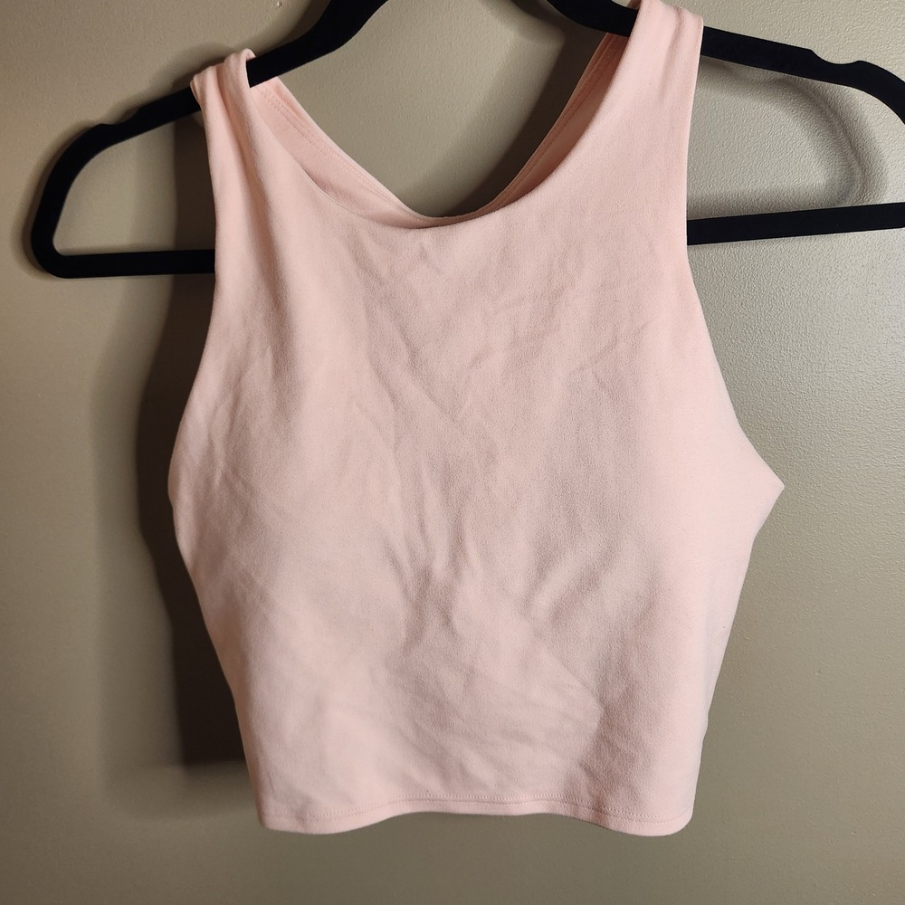 Athleta Conscious Crop High Neck Racerback Tank Top Peach Pink Size M